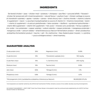 Show full view: Go! Solutions Weight Management + Joint Care Grain-Free Chicken Recipe for Cats, 3-lb bag slide 5 of 11