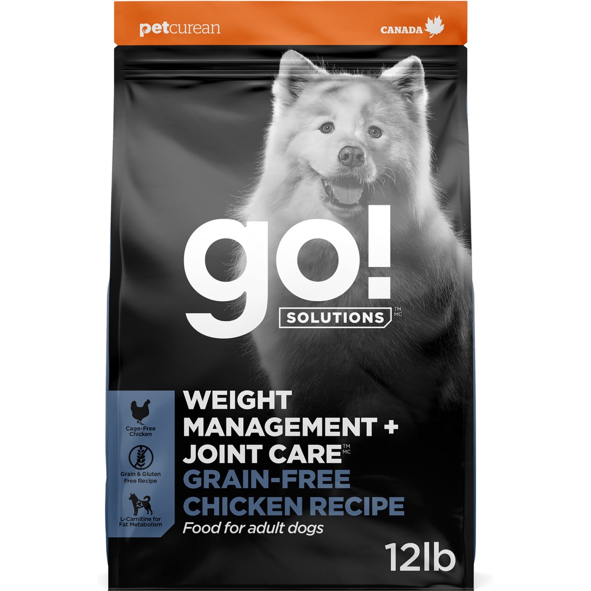 Go! Solutions Weight Management + Joint Care Grain-Free Chicken Recipe for Dogs, 12-lb bag