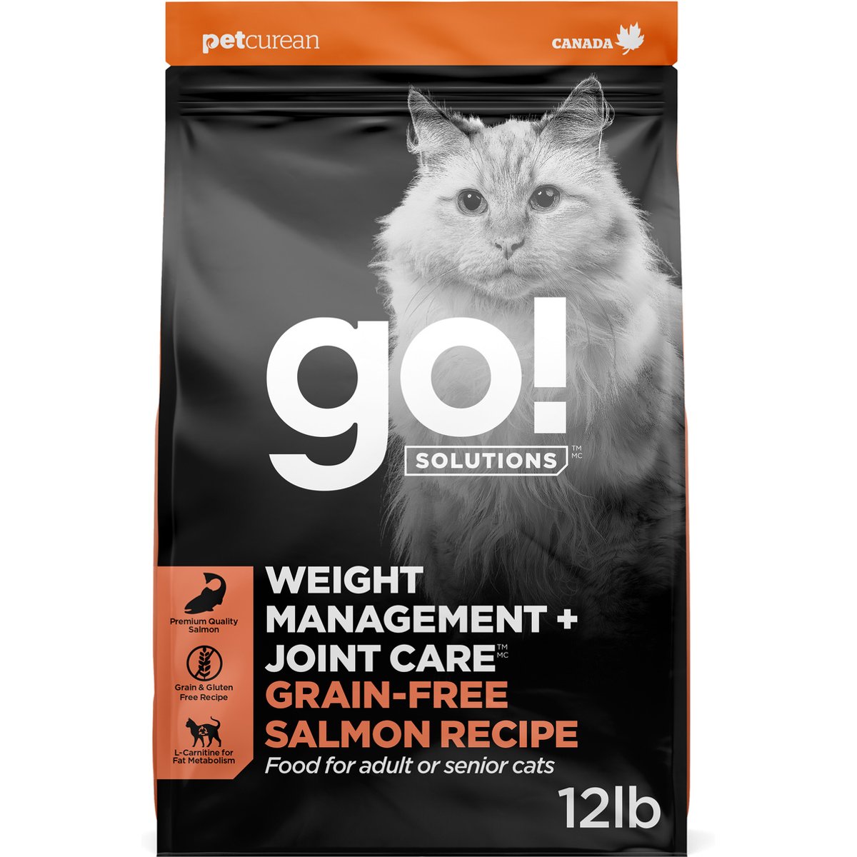 Go! Solutions Weight Management + Joint Care Salmon Recipe Grain-Free Dry Cat Food, 12-lb bag