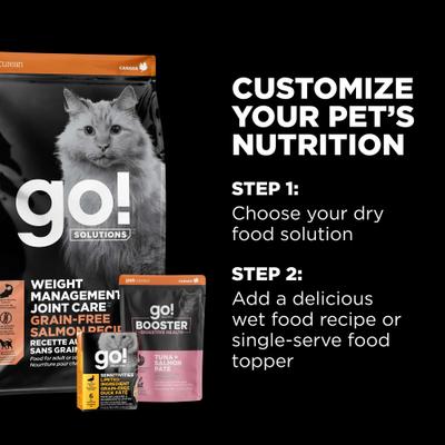 Show full view: Go! Solutions Weight Management + Joint Care Salmon Recipe Grain-Free Dry Cat Food, 6-lb bag slide 9 of 11