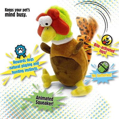 Show full view: GoDog Action Plush Pheasant Animated Squeaker Dog Toy, Brown, Medium slide 4 of 6