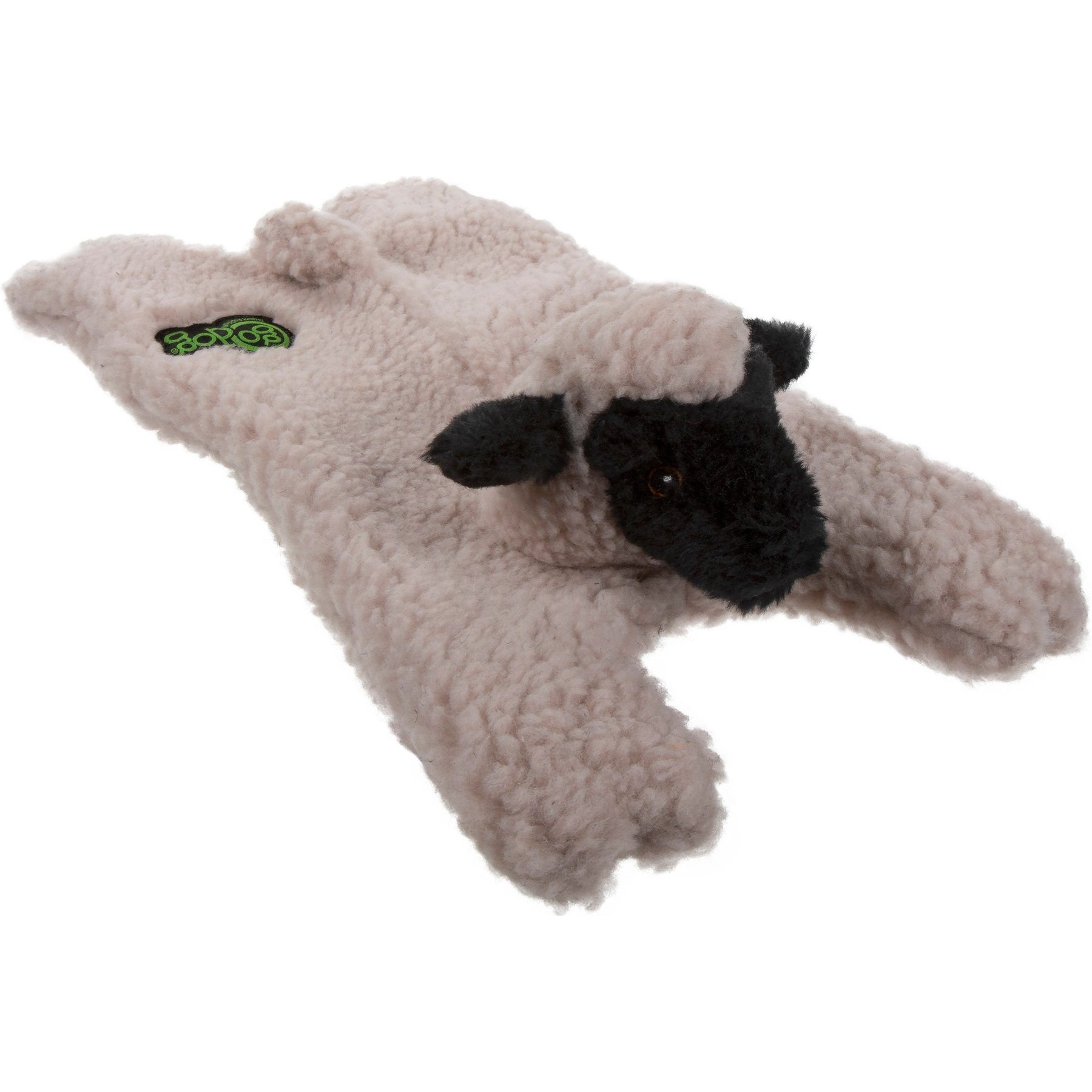 GoDog Barnyard Flats Lamb Dog Toy, Cream, Small