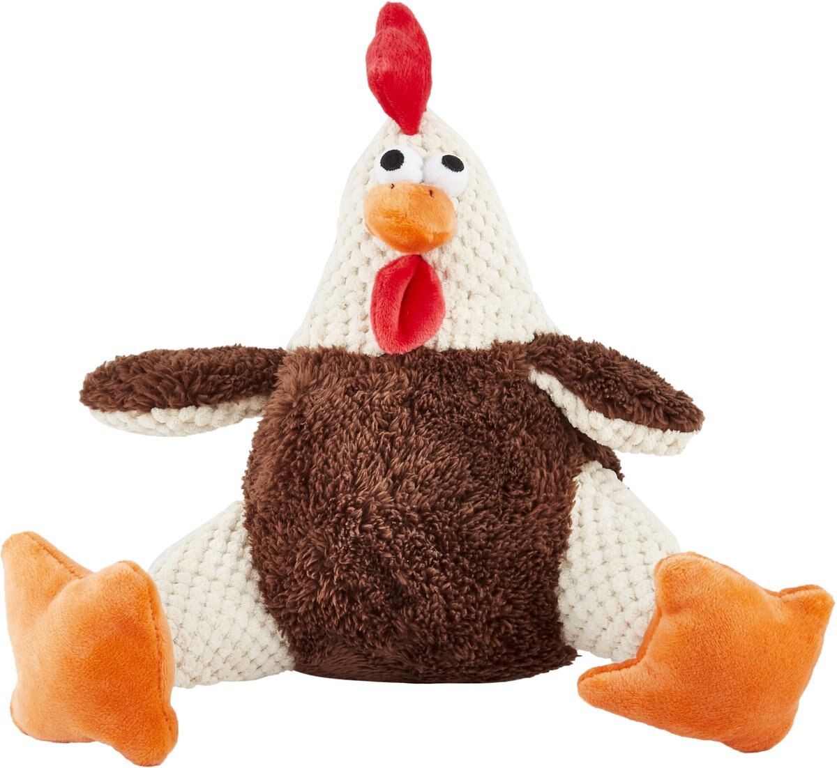 GoDog Checkers Chew Guard Fat Rooster Squeaky Plush Dog Toy
