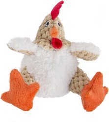GoDog Checkers Chew Guard Rooster Squeaky Plush Dog Toy, Mini