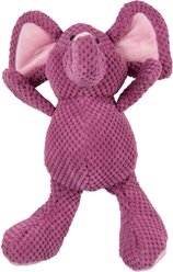 GoDog Checkers Elephant Plush Squeaky Dog Toy, Violet