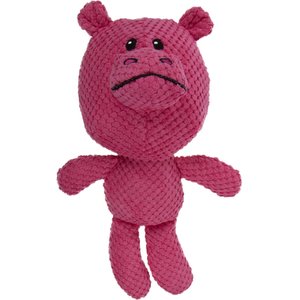 GoDog Checkers Hippo Squeaker Plush Dog Toy