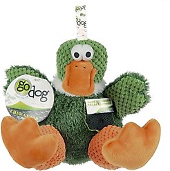 GoDog Checkers Sitting Duck Squeaker Dog Toy, Green, Large