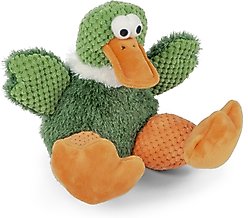 GoDog Checkers Sitting Duck Squeaker Dog Toy, Green, Large slide 2 of 6