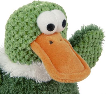 Show full view: GoDog Checkers Sitting Duck Squeaker Dog Toy, Green, Large slide 3 of 7