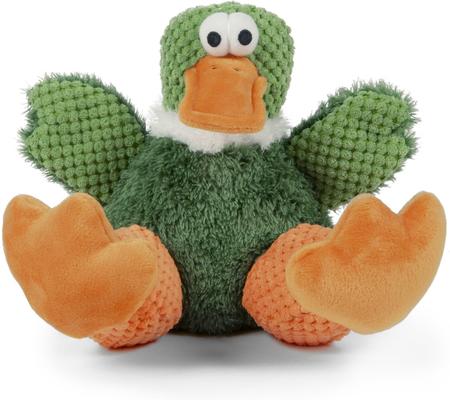 Show full view: GoDog Checkers Sitting Duck Squeaker Dog Toy, Green, Large slide 5 of 7