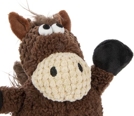 Show full view: GoDog Checkers Sitting Horse Squeaker Dog Toy, Brown, Small slide 3 of 5
