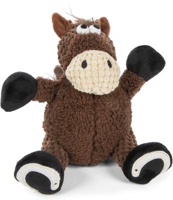 Show full view: GoDog Checkers Sitting Horse Squeaker Dog Toy, Brown, Small slide 4 of 5