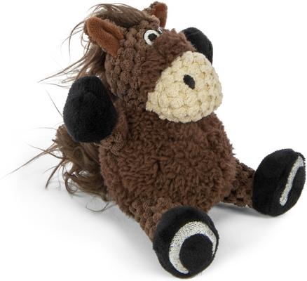 Show full view: GoDog Checkers Sitting Horse Squeaker Dog Toy, Brown, X-Small slide 3 of 6