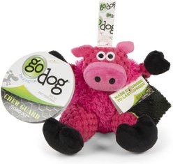 GoDog Checkers Sitting Pig Squeaker Dog Toy, Pink, X-Small