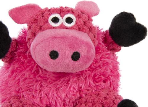 Show full view: GoDog Checkers Sitting Pig Squeaker Dog Toy, Pink, X-Small slide 3 of 6