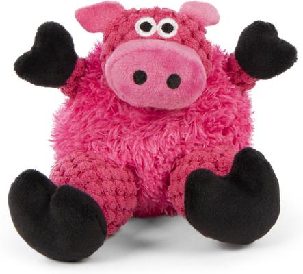 Show full view: GoDog Checkers Sitting Pig Squeaker Dog Toy, Pink, X-Small slide 4 of 6