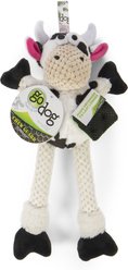 GoDog Checkers Skinny Cow Squeaker Dog Toy, White, Small