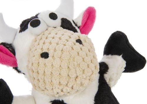 Show full view: GoDog Checkers Skinny Cow Squeaker Dog Toy, White, Small slide 3 of 5