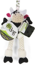 GoDog Checkers Skinny Cow Squeaker Dog Toy, White, X-Small