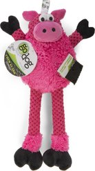 GoDog Checkers Skinny Pig Squeaker Dog Toy, Pink, Small