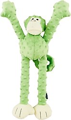 GoDog Crazy Tugs Monkey Chew Guard Dog Toy, Lime, Large