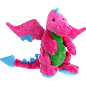 GoDog Dragons Chew Guard Squeaky Plush Dog Toy, Pink, Medium