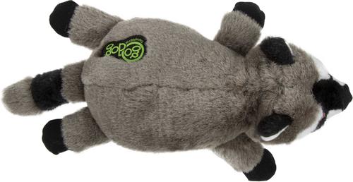 Show full view: GoDog Flatz Raccoon Squeaky Plush Dog Toy, Brown, Large slide 3 of 8