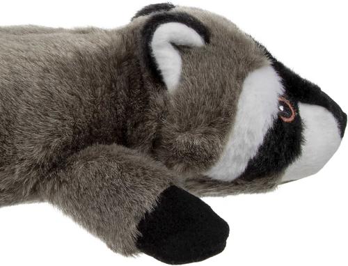 Show full view: GoDog Flatz Raccoon Squeaky Plush Dog Toy, Brown, Large slide 4 of 8