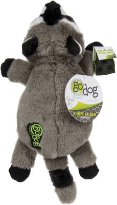 Show full view: GoDog Flatz Raccoon Squeaky Plush Dog Toy, Brown, Large slide 7 of 8