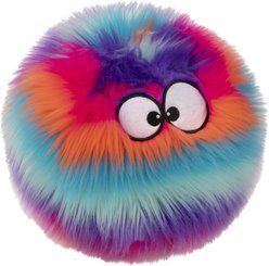 GoDog Furballz Chew Guard Squeaky Plush Dog Toy, Large, Bright Rainbow