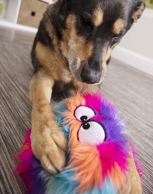 Show full view: GoDog Furballz Chew Guard Squeaky Plush Dog Toy, Large, Bright Rainbow slide 3 of 11