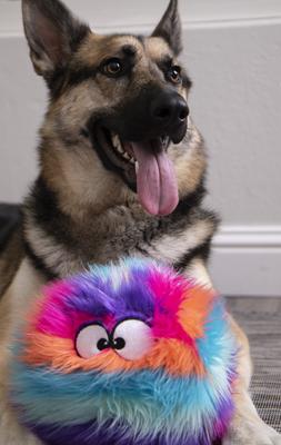 Show full view: GoDog Furballz Chew Guard Squeaky Plush Dog Toy, Large, Bright Rainbow slide 5 of 11