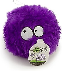 GoDog Furballz Chew Guard Squeaky Plush Dog Toy, Purple, Large slide 2 of 7