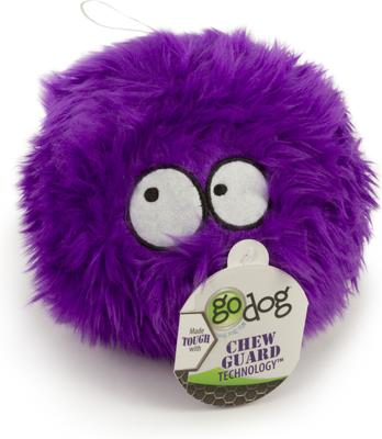 Show full view: GoDog Furballz Chew Guard Squeaky Plush Dog Toy, Purple, Large slide 3 of 11