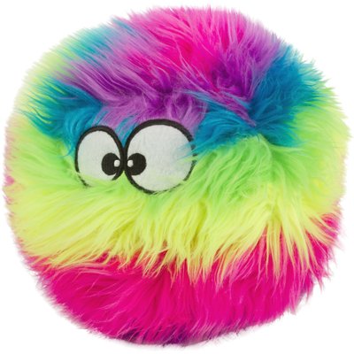 GoDog GoDog Furballz Chew Guard Squeaky Plush Dog Toy, Rainbow, Large