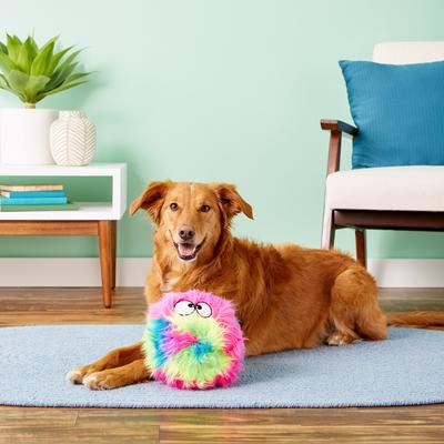 Show full view: GoDog Furballz Chew Guard Squeaky Plush Dog Toy, Rainbow, Large slide 2 of 11