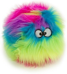 GoDog Furballz Chew Guard Squeaky Plush Dog Toy, Rainbow, Small