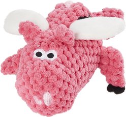 GoDog Just for Me Chew Guard Flying Pig Squeaky Plush Dog Toy, Light Pink, Tiny