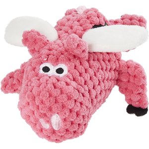 GoDog Just for Me Chew Guard Flying Pig Squeaky Plush Dog Toy, Light Pink, Tiny