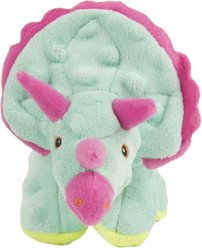 GoDog Teal Dinos Frills Chew Guard Squeaky Plush Dog Toy, Small