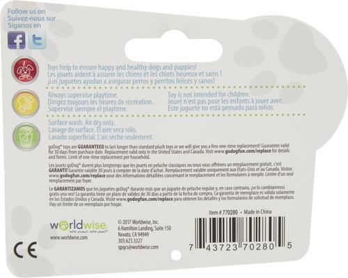 Show full view: GoDog Wildlife Chew Guard Chipmunk Squeaky Plush Dog Toy, Large slide 4 of 8