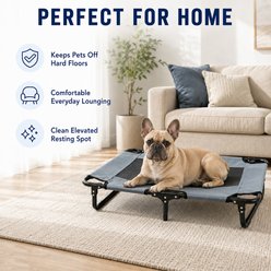 Golopet Foldable Outdoor Elevated Cot Dog Bed, Blue/Grey, Large: 42 x 24-in slide 2 of 9