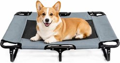 Golopet Foldable Outdoor Elevated Cot Dog Bed, Blue/Grey, Medium: 30 x 20-in