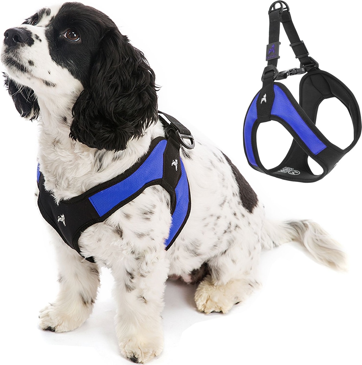 GOOBY Escape Free Easy Fit Dog Harness, Blue, Medium: 18 to 21.75