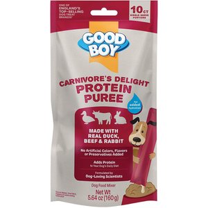 Good Boy Carnivore's Delight Duck, Beef, & Rabbit Puree Dog Food Topper, 10 count