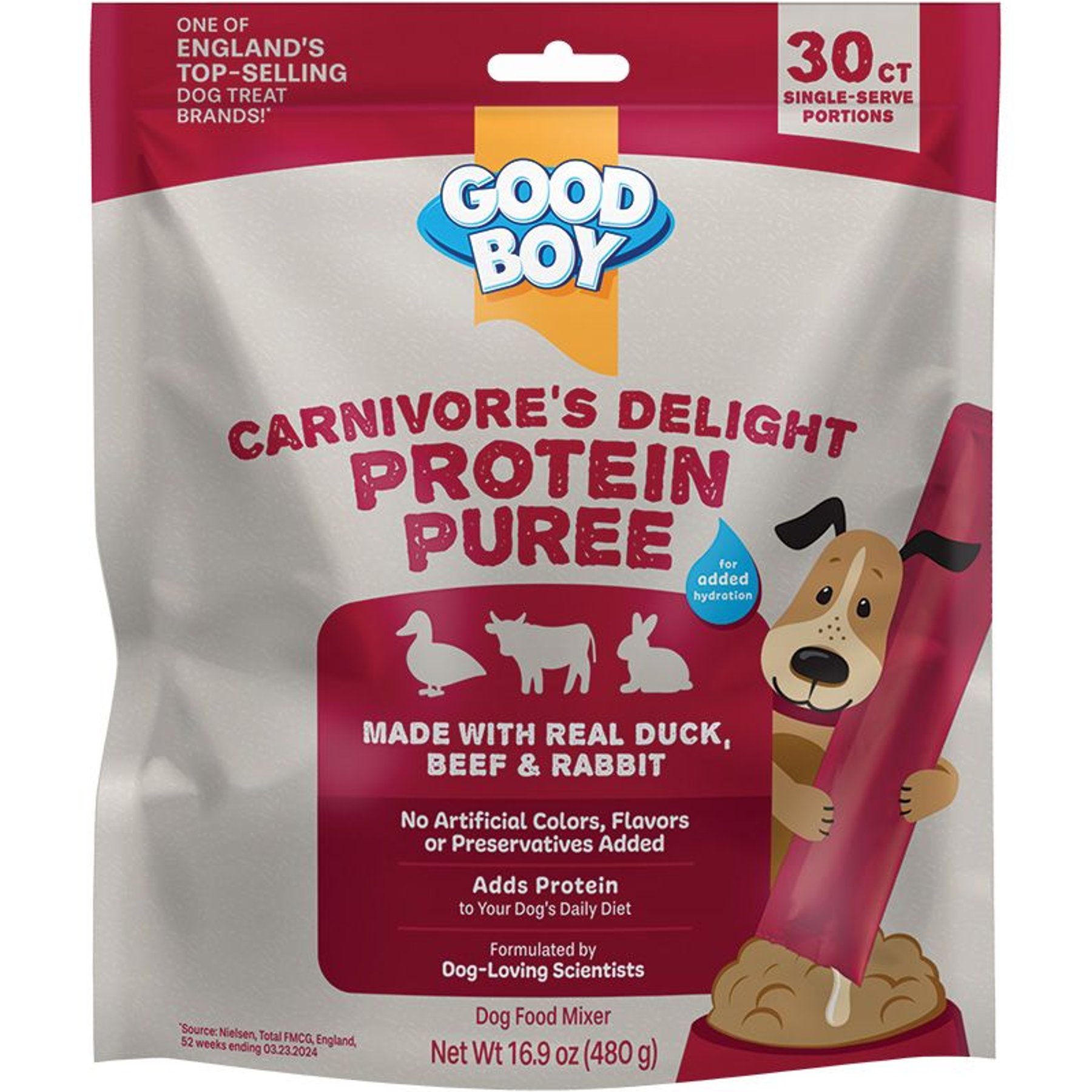 Good Boy Carnivore's Delight Duck, Beef, & Rabbit Puree Dog Food Topper, 30 count