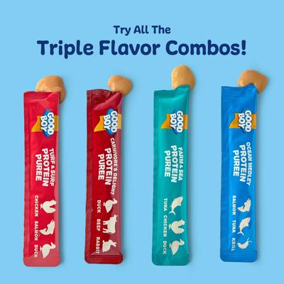 Show full view: Good Boy Carnivore's Delight Duck, Beef, & Rabbit Puree Dog Food Topper, 30 count slide 9 of 10