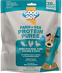 Good Boy Farm & Sea Tuna, Chicken, & Duck Puree Dog Food Topper, 30 count