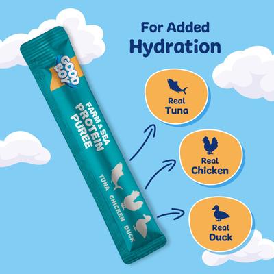 Show full view: Good Boy Farm & Sea Tuna, Chicken, & Duck Puree Dog Food Topper, 30 count slide 4 of 10