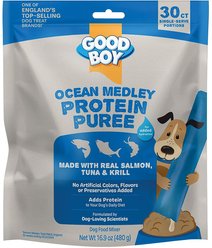 Good Boy Ocean Medley Salmon, Tuna, & Krill Puree Dog Food Topper, 30 count